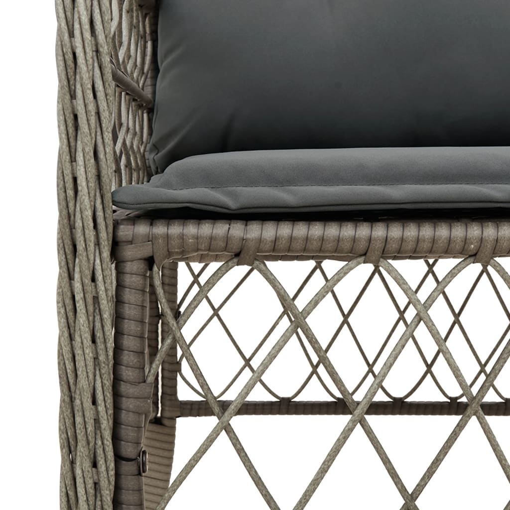 Garden Chairs with Cushions 2 Pcs Grey Poly Rattan
