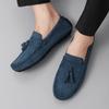 Handmade Doudou Shoes Men's 2025 New Trend Men's Shoes One-pedal Casual Leather Shoes Fringed Soft-soled Driving Shoes