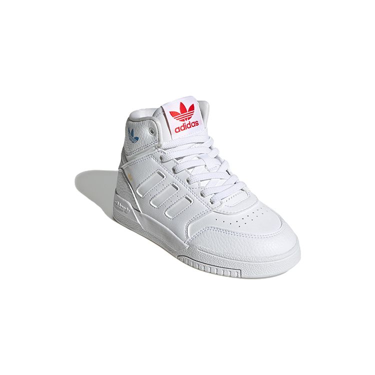 Adidas Originals Drop Step El C Leather Casual Slip-Resistant Shock Absorbing High-Top Kids Skate Shoes Kids Sneakers White HP7794