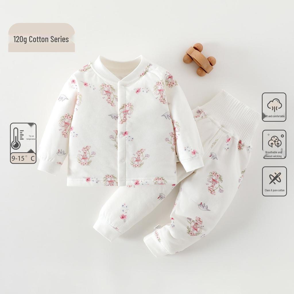 Unisex Baby Quilted Cotton Padded Jacket & Innerwear Set - Thickened Winter Coat (120g)