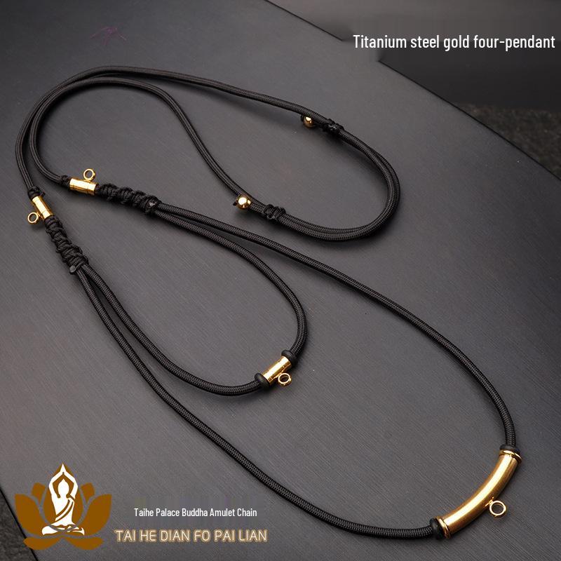 Thailand Buddha Amulet Necklace - Hypoallergenic Stainless Steel with Real Gold Plated Curved Tube Clasp