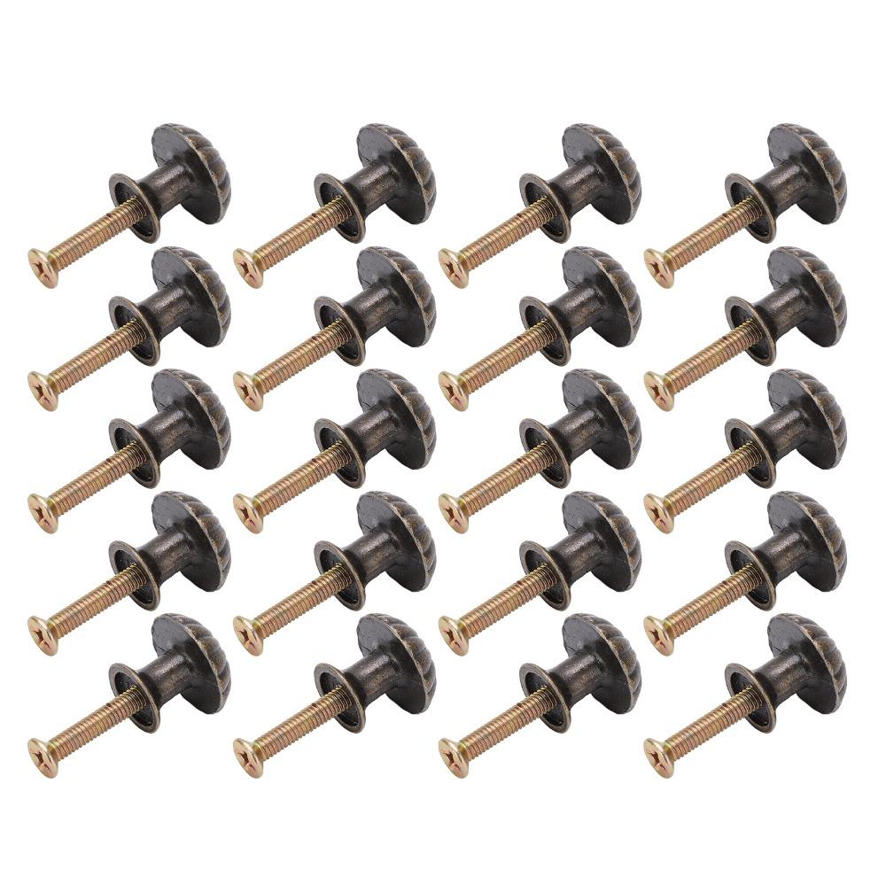 20pcs Antique Bronze Cabinet Knobs Single Hole Drawer Pulls Classic Furniture Handles For Drawers