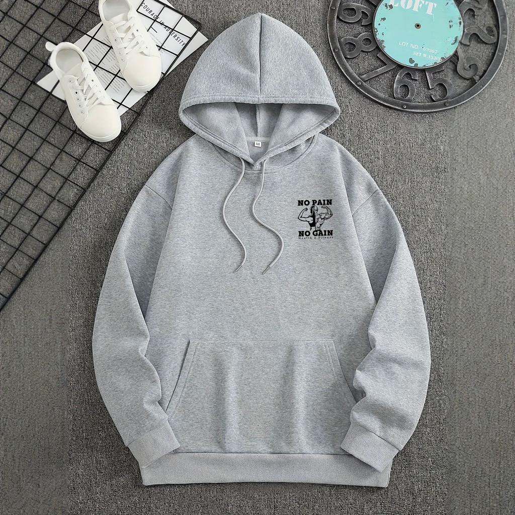 Street Sports Style Fitness Slogan Muscle Men Print Hoodie Oversize Couple Sweater