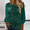 2025 European & American Women's Casual Sequin Round Neck Long Sleeve Pullover