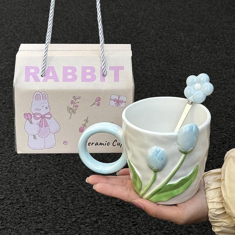 Koreanische Tulpenbecher für Mädchen Geburtstagsgeschenke Praktische Tassen für beste Freundin Souvenir Geschenkbox