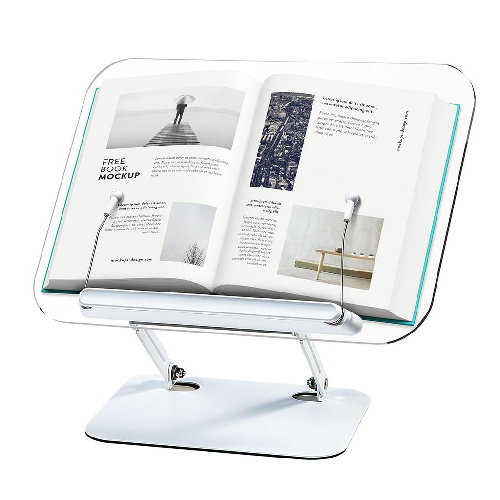 Adjustable Book Holder Elastic Page Clips Foldable Desktop Riser Stand Multifunctional Rotatable Acrylic Book Stand