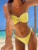 Solid Tie Side Starfish Decor Sexy Two Piece Bikini Swimsuit Fashion Elegant For Vacation
