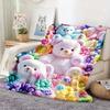 Colorful Teddy Bear With Flower Print Decorative Throw Blanket For Sofa, Bed, Home Decor, Camping, And Travel Gift