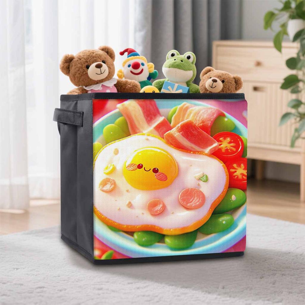 Cute Poached Eggs 5D Diamond Painting Storage Basket Full Round Drill Mosaic Diamond Embroidery Cross Stitch Kits Home Decor Home Decor