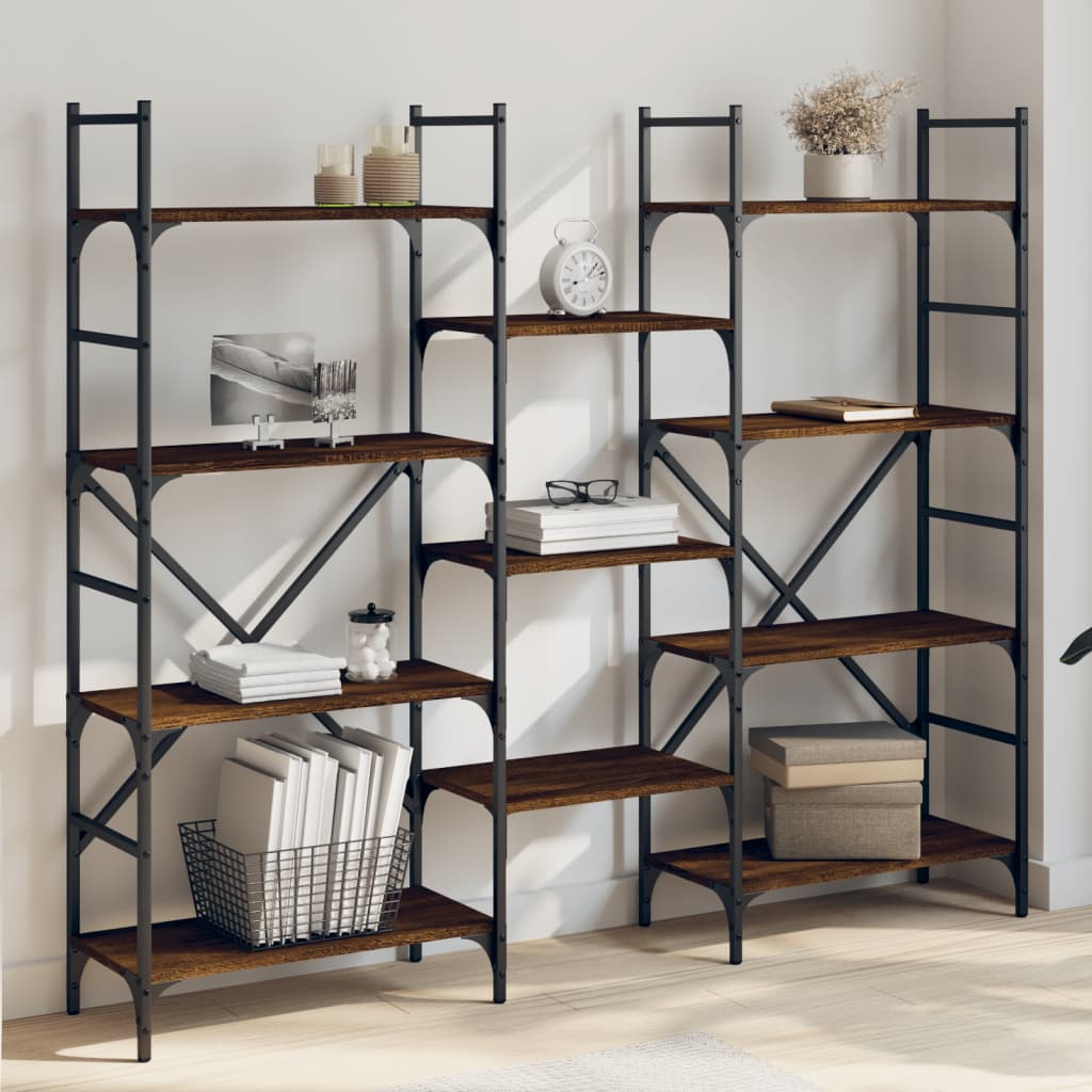 Bookshelf Brown Oak Look 160 x 28.5 x 136.5 cm Particleboard
