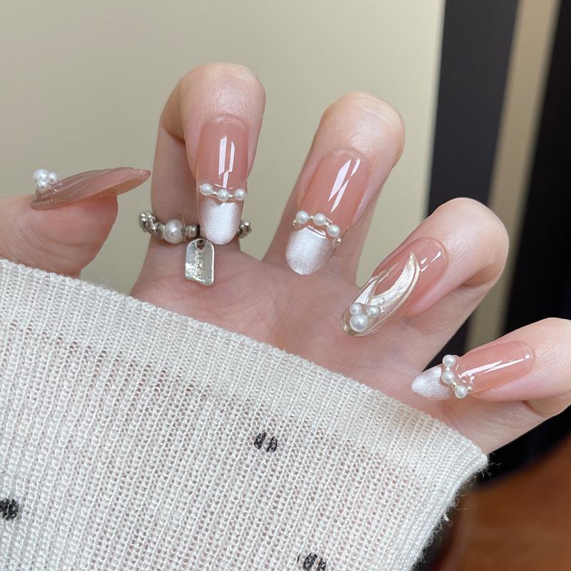 Noste nehty Advanced Kočičí oko Kamínky Francouzská Ručně dělaná Manikúra Nehtová fólie Spice Girl Čistá Touha Umělé nehty