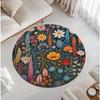 Floral Theme Round Rug Modern Boho Garden Print Rug Water Absorbent Non-Slip Mat Colorful Home Decor Living Room Bedside Carpet