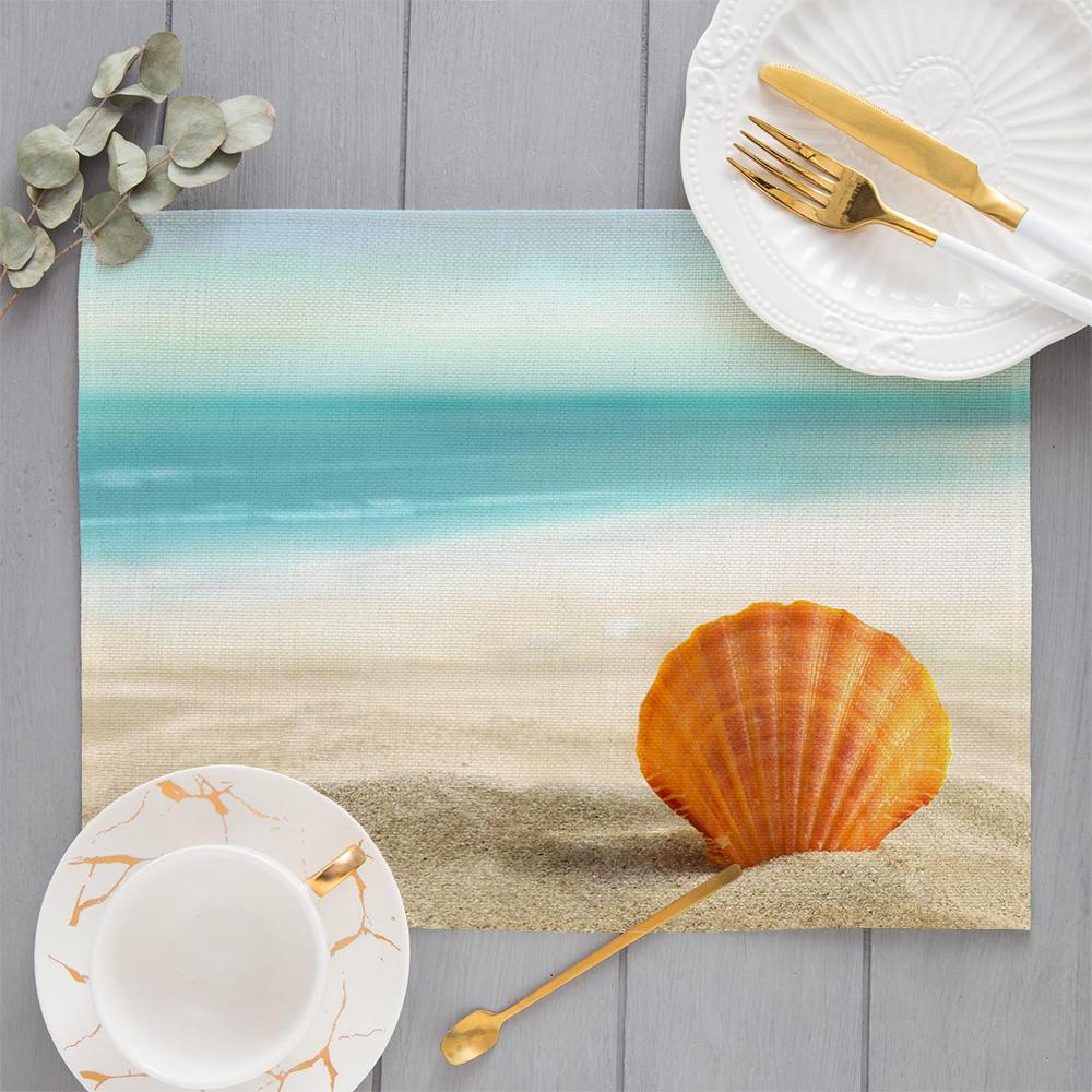 Beach Starfish Placemat Summer Vibe Vacation Kitchen Decor Linen Dining Table Coaster Pad Bowl Coffee Cup Mats Tablecloth