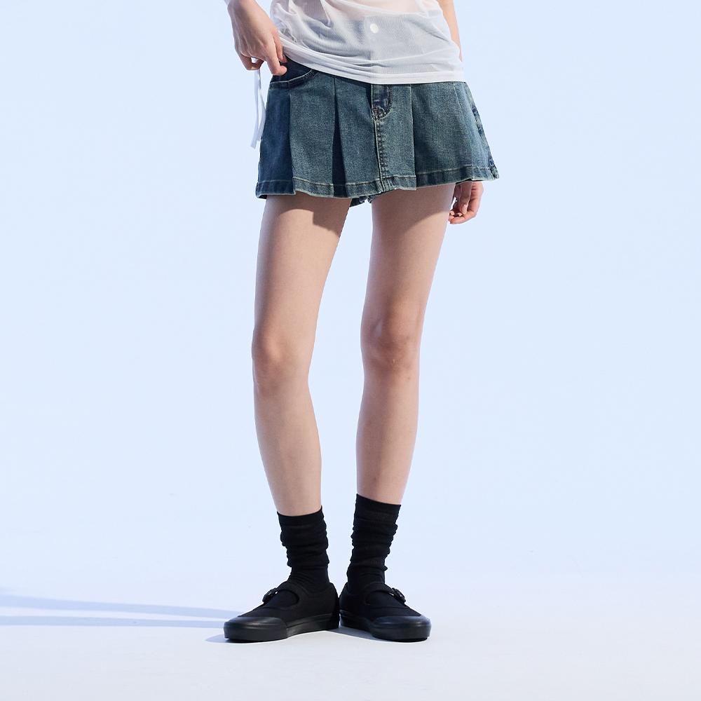 Moa Culotte Denim Mini Skirt (Jean Blue)