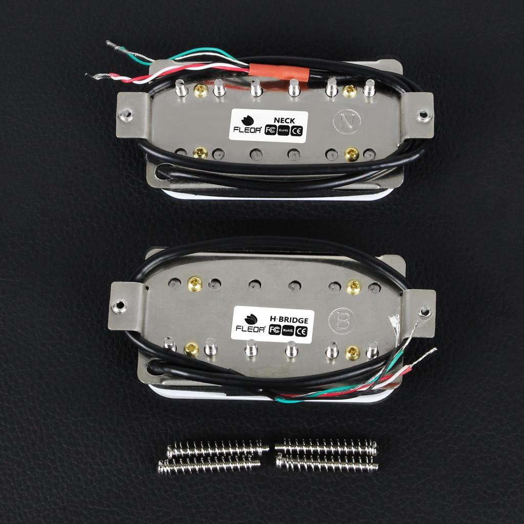 FLEOR Alnico 5 Guitar Neck and Bridge Humbucker Pickup Set Pickups, White,