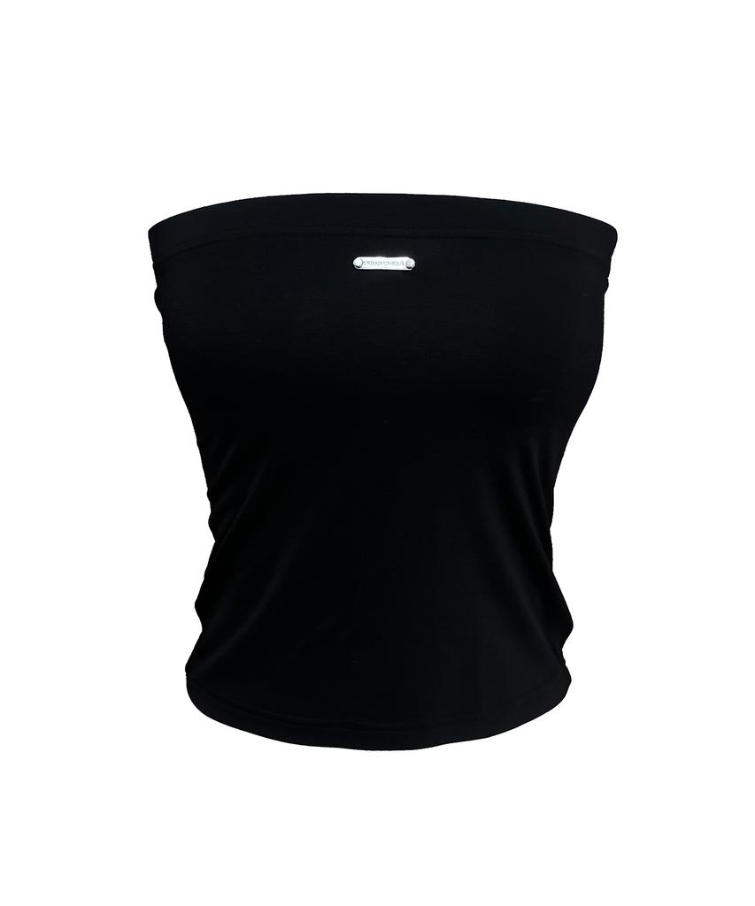 URBANUNIQUE LABEL Metal Plate Logo Tube Top Black