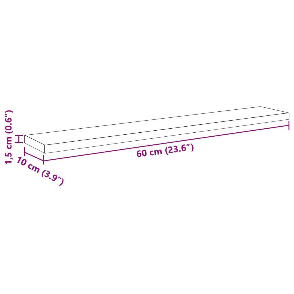 vidaXL Wandregale Schwarze Eiche Verbundholz 60 X 20 X 1,5 Cm, 60 X 10 X 1,5 Cm