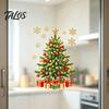 Holiday Window Layouts Christmas Clings, Cute Santa Claus Snowman Xmas Tree Stickers, Reusable Art Winter PVC Static Glass Decal for Living