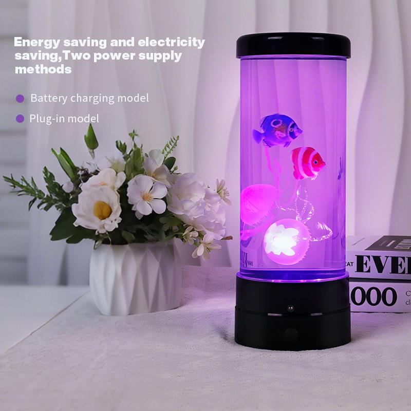 Jellyfish Fish LED Night Light, Bionic Design, Bedside Desk Ornament Lamp, Premium Ambient Light