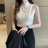 Sleeveless Knitted Sweater for Women Sexy Slim Short Vest Top Casual Thin Knitted Sweater with Solid Color Base Top