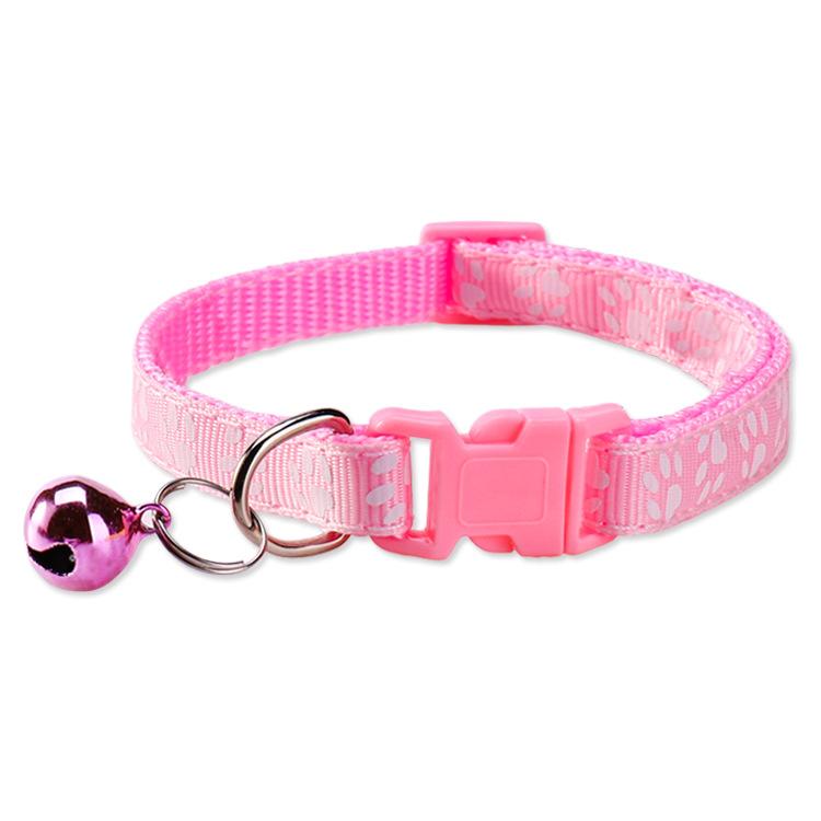 Paw Print Pet Collar with Bell, Multiple Colors Available