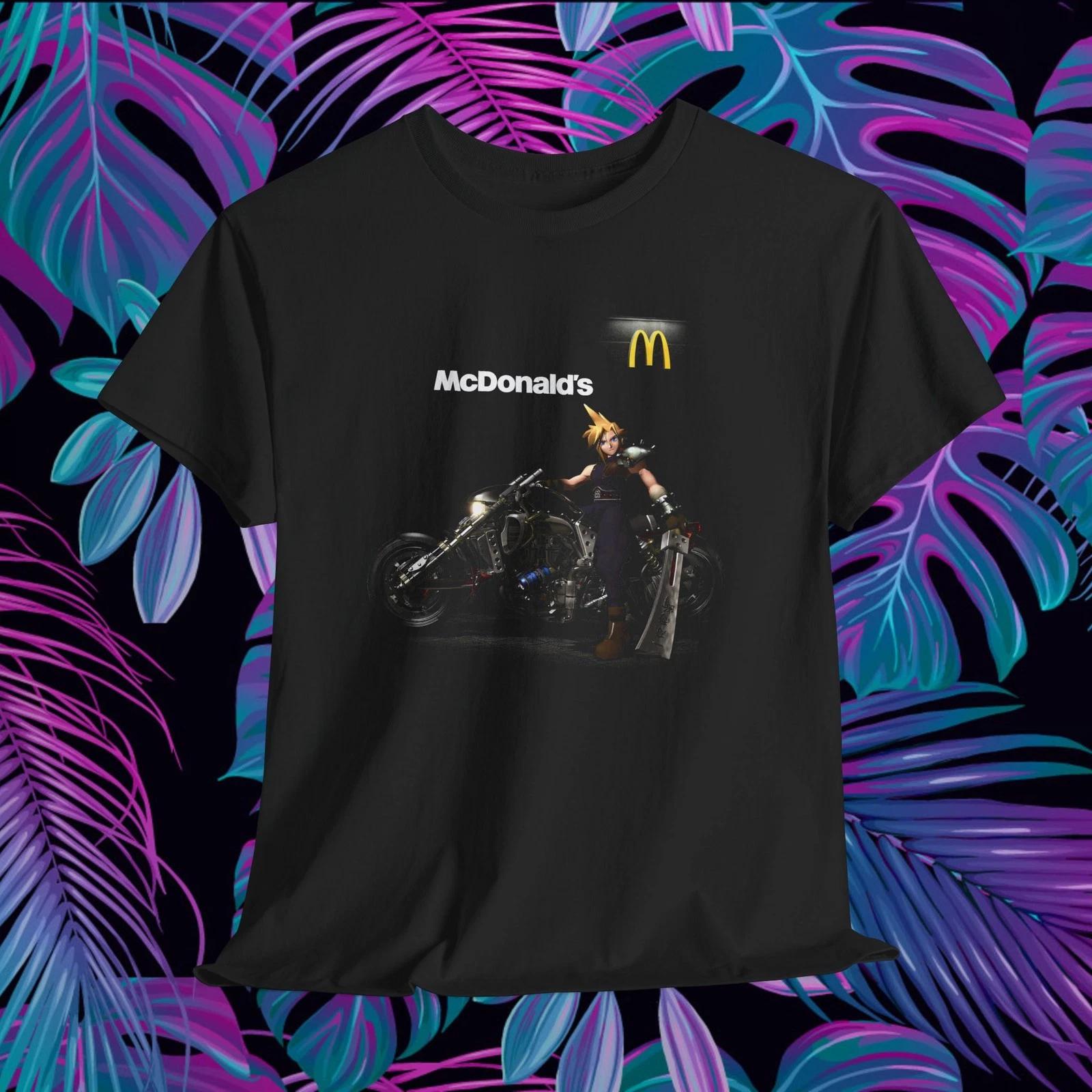 Final Fantasy VII Cloud Strife McDonalds Graphic T Shirt Anime Streetwear FF7 L