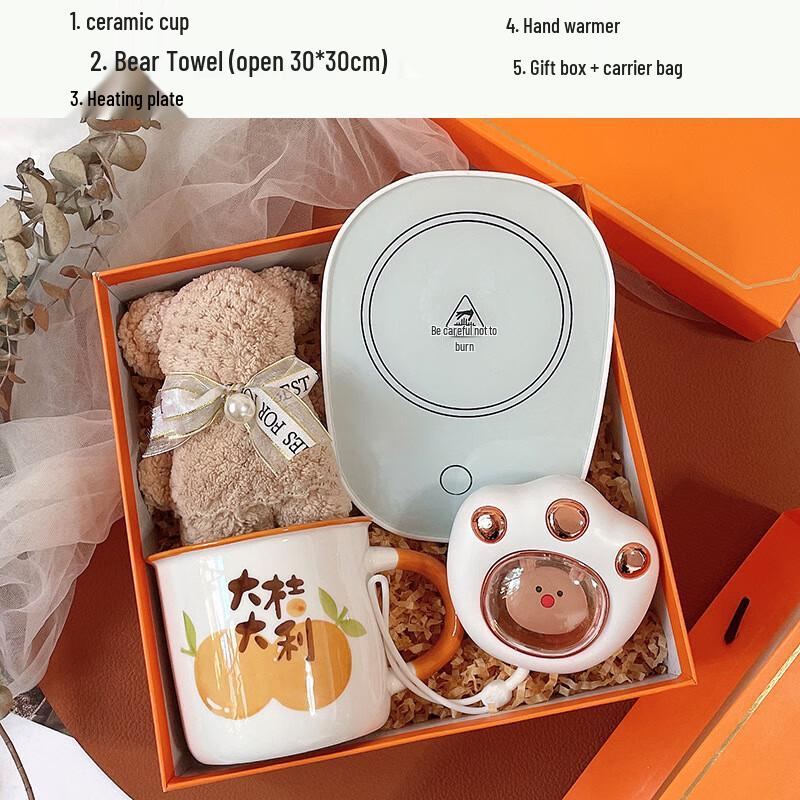 Ceramic Cup & Comfort Gift Set Ceramic Cup, Towel, Hand Warmer, Coaster