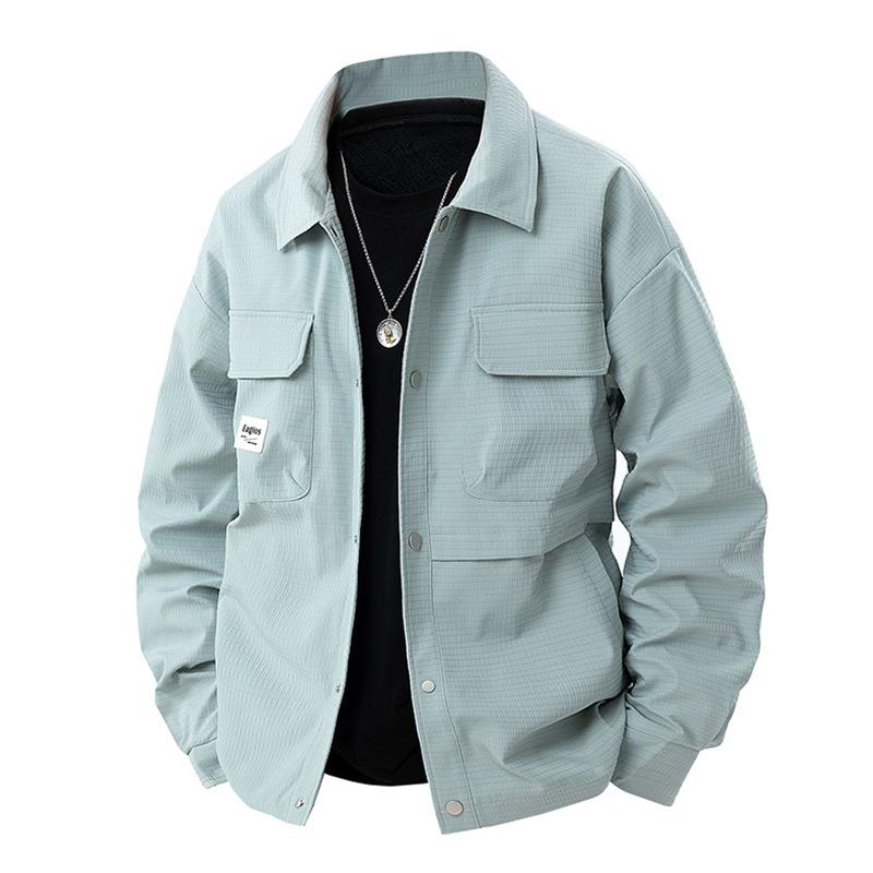 

Double-line grid men s jacket spring and autumn lapel jacket loose and fat plus size fat men s casual shirt men s 8XL 270-145 kg