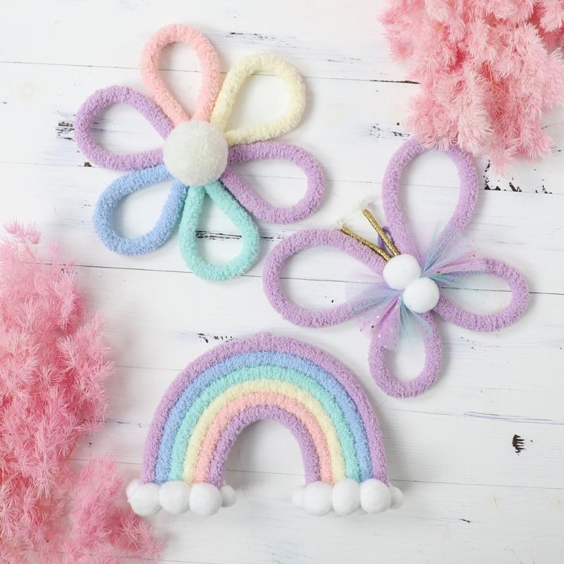 Handwovens Rainbows Butterfly Flowers Wall Decoration Nursery Bohemians Home Decoration For Children Playroom
