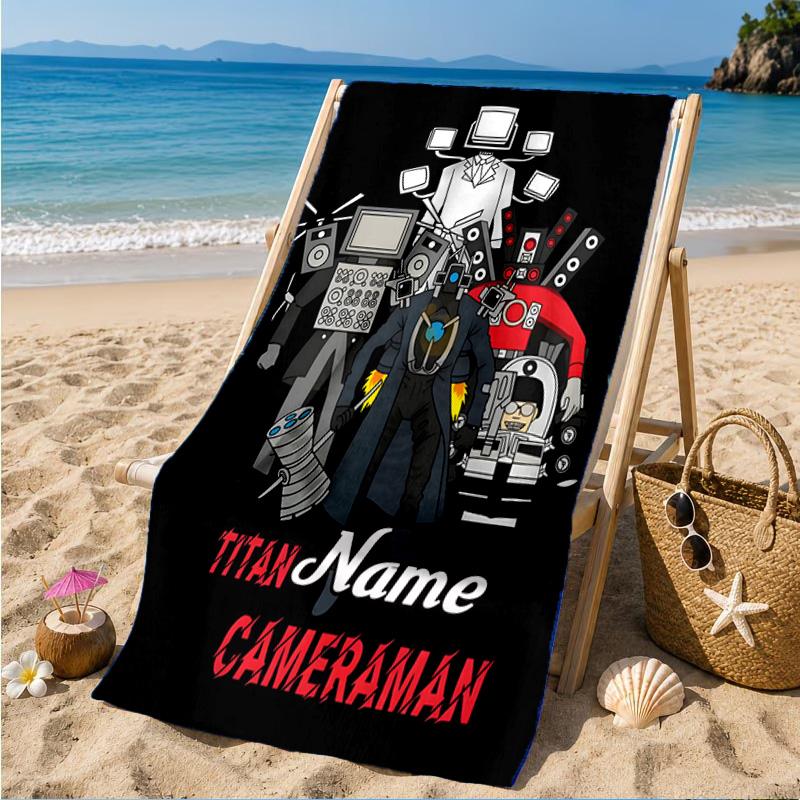 Custom Name Skibidi Future Adventure Heart In Space Adventure Microfiber Beach Towel, Lightweight for Summer Travel, Swimming Pool Fan Gift