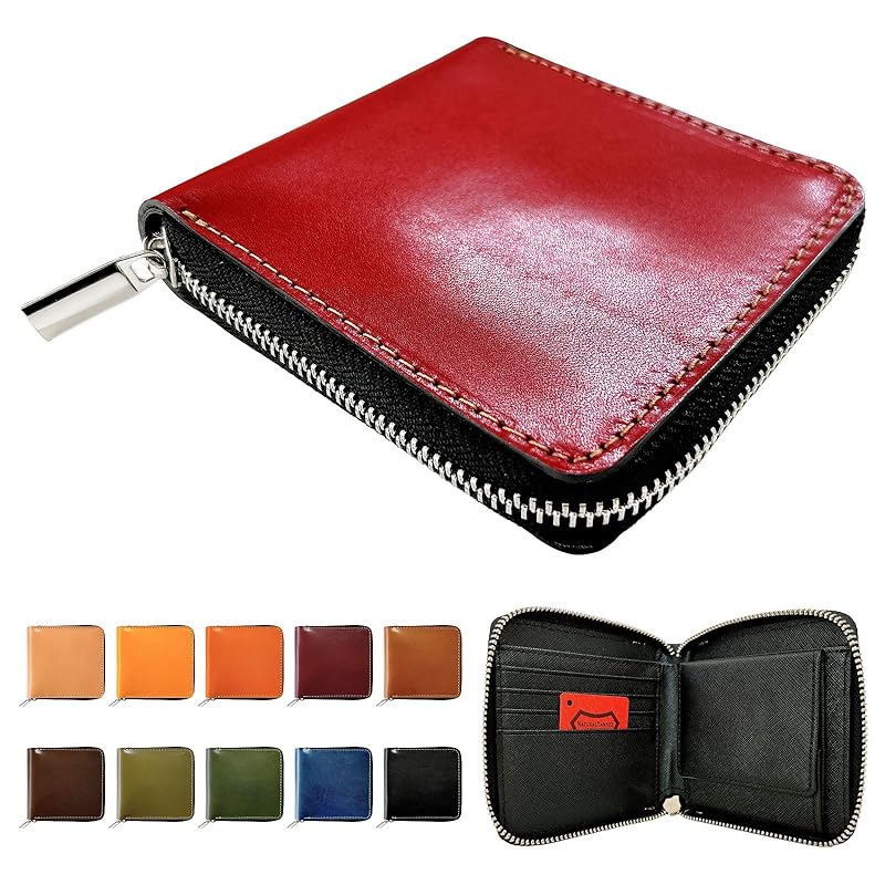 

[Trendy Yamagishi] tochigi leather genuine leather leather wallet bi-fold round zipper men s ladies round bifold wallet bifold compact luxury Genuine