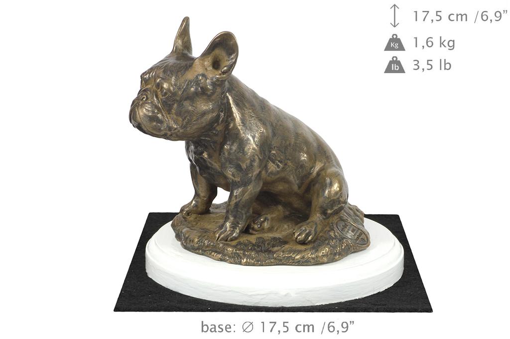 Francouzský buldoček, Frenchie II - figurka psa, figurka na bílém podstavci, trofej pro výstavu psů Art-Dog