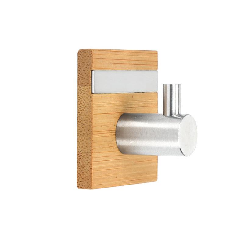 Bamboo Stainless Steel Wall Hook Self Adhesive Hook For Bathroom Kitchen Key Holder Wall Hanger Towel Coat Hook Door Hanger Rack