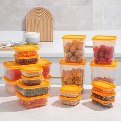 17Pcs/Set Freshness Preservation Box Set Plastic Lunch Box Kitchen Refrigerator Ingredient Packaging Microwave Lunch Box