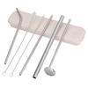 Portable 304 Stainless Steel Drinking Straws Spoon Set Reusable Cocktail Drinking Straws with 2