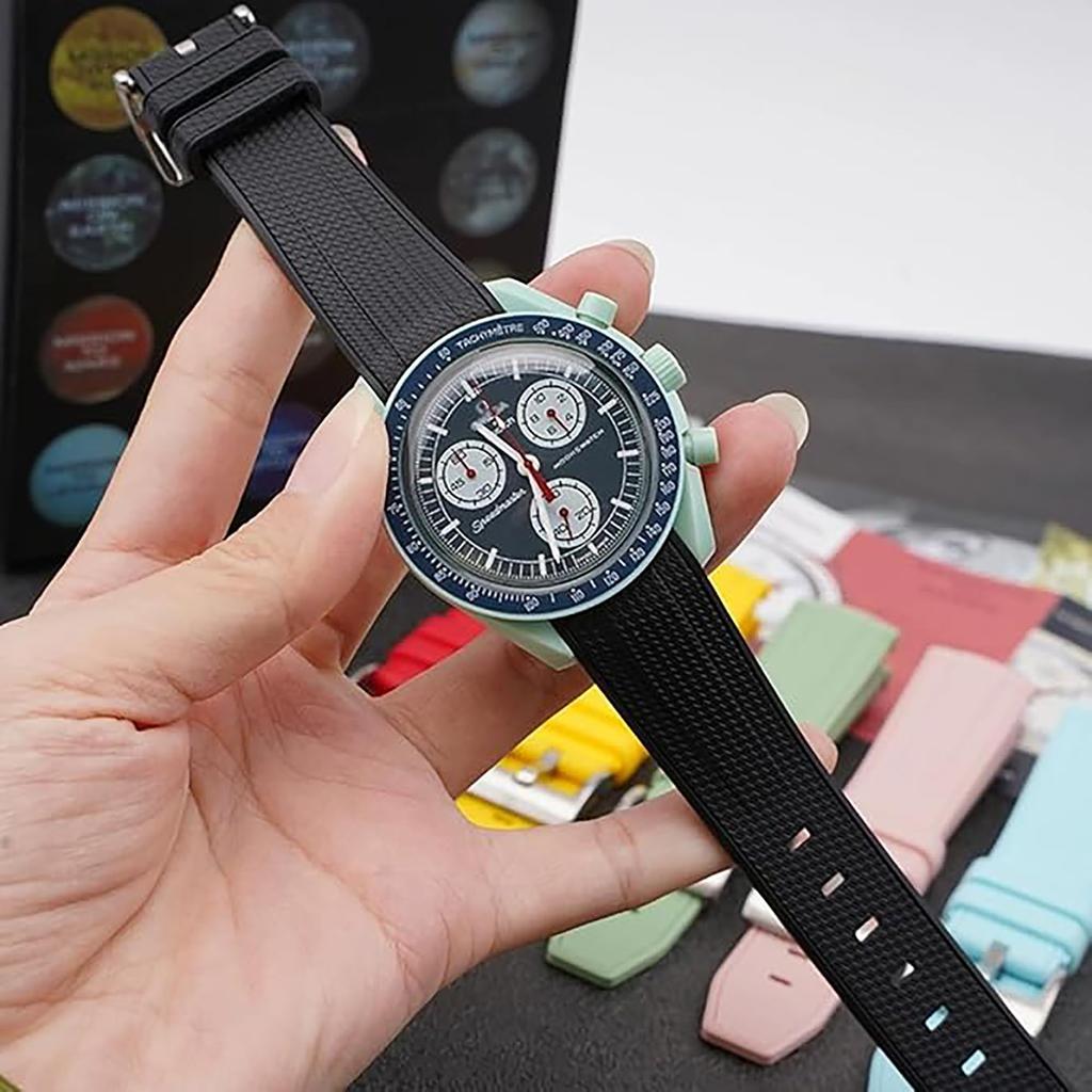 20mm Watch Band for and Rubber Watch Band with Silicone Waterproof and Includes Adjustment Tool and Spring Omega, Swatch, MoonSwatch, Omega,