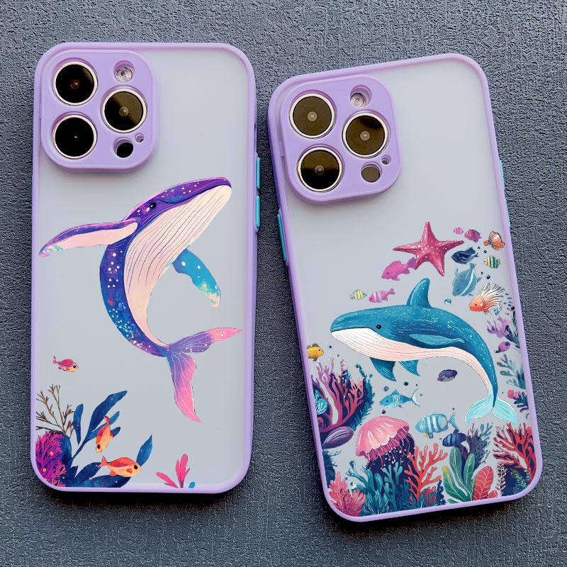 Shark Painted Sea Whale Marine Organism Phone Case For IPhone 13 11 12 Pro Max Mini 16 15 14 Pro Max Plus X XR XS 7 8 SE2 Covers