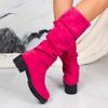Fashion 2025 Pleated Boots New Spring and Autumn Retro Suede Thigh Boots
