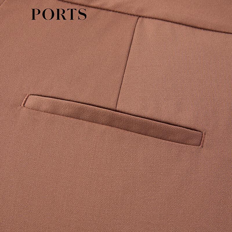 Ports Women's Glossy High-Slit Straight-Leg Trousers