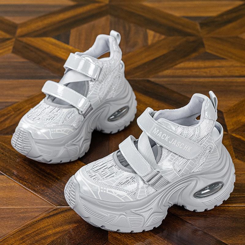 

Baotou sandals women s new summer hollowed-out breathable sports and leisure dad shoes thick-soled inner height-increasing women s shoes 39 срібний