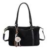 Faux Suede Solid Color Sewing Tote Bag 2026 Fashi Large Capacity Versatile Bags for Women Retro Sweet Commuting Shoulder Bag