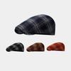 Classic British Style Short Brim Hat With Plaid Pattern For Fall And Yearround Wear