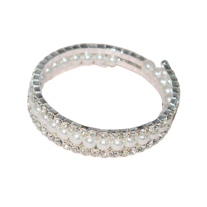 American Pearl Rhinestone Bracelet Light Luxury Niche Design Exquisite Flash Diamond Multi-Layer Winding High Sense Bracelet Full of Crystals Women