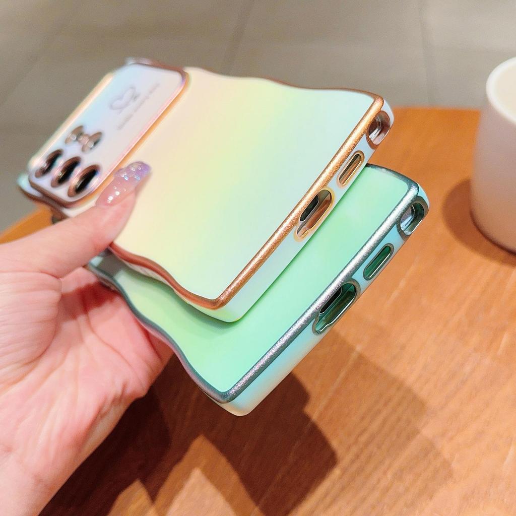 Silk Colorful Big Waves Samsung S25 Ultra Case - Electroplated Love Heart Protective Cover for S24 FE