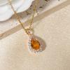 Fashion Drop Shape Zirconia Pendant Necklaces for Women Golden Stainless Steel Necklace Jewelry