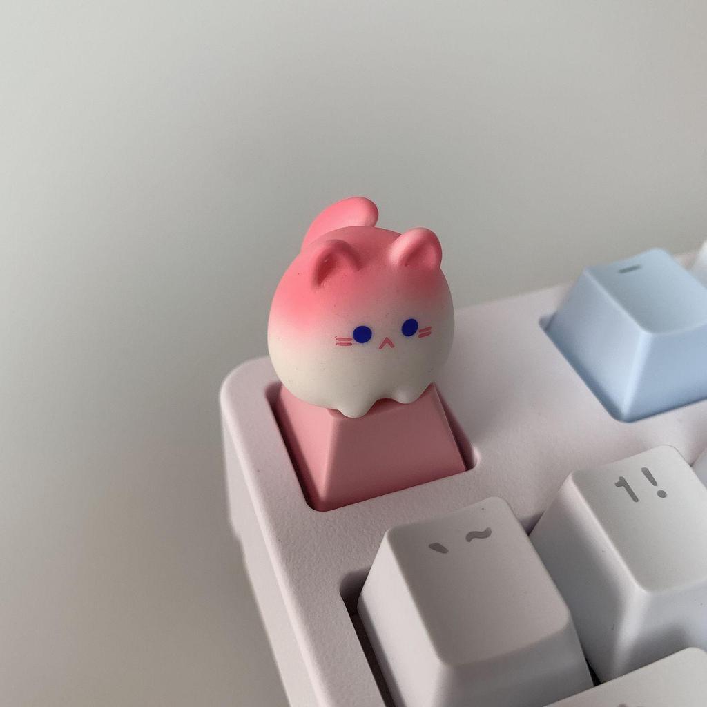 Adorable Creative 3D Cat Keycaps for Girls - Pink Cartoon Animal Design