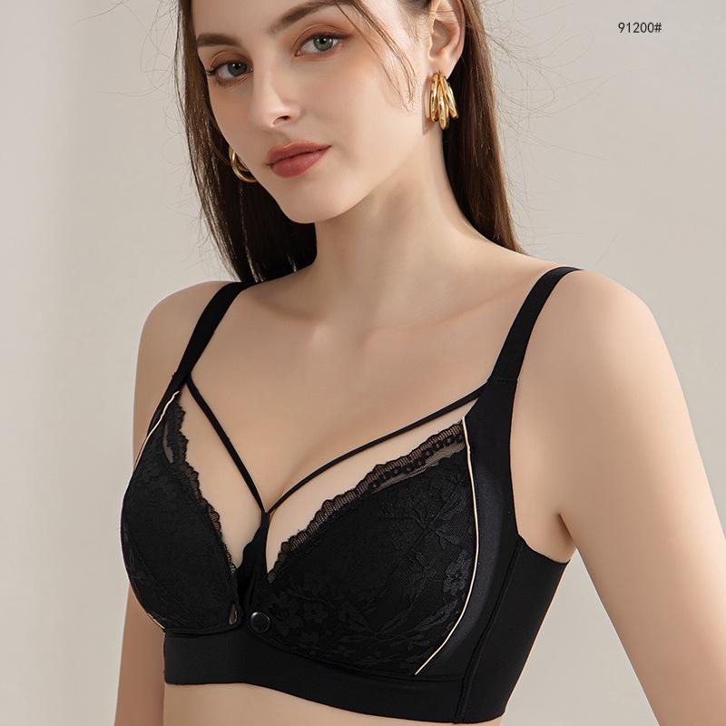 Tea Fiber Push-up Wire-free Maternity Bra Thin Front-opening Nursing Bra