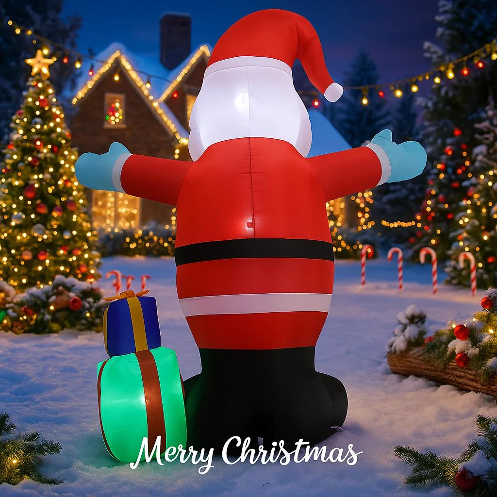4.9FT LED Inflatable Xmas Yard Decor Giant Santa Claus Christmas Decoration Ornament Festive Christmas Supplies Holiday Toy Gift
