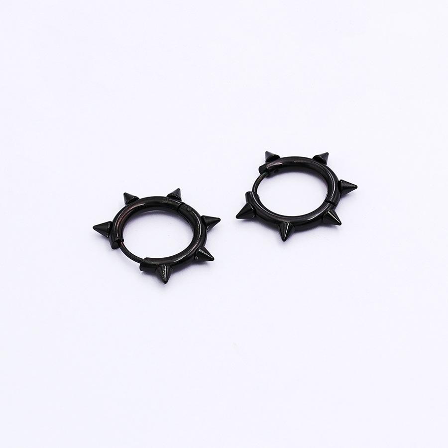 Punk Titanium Steel Spike Rivet Coil Earrings - Trendy Round Wire Clip-Ons