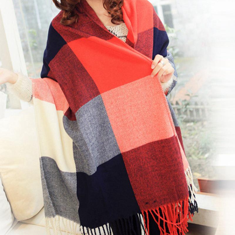 Autumn And Winter Warm Cashmere Fringed Student Plaid Scarf Women'S Winter Versatile Shawl